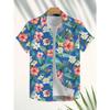 Hawaiian Botanical Flower Men's and Women's Short Sleeve Lapel Seaside Button-Down Shirt Top Casual Fashionable Shirts