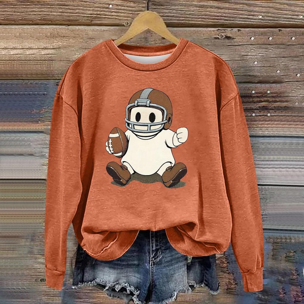 Women's Fashion Long Sleeve Halloween Print Round Neck Sweatshirt Top