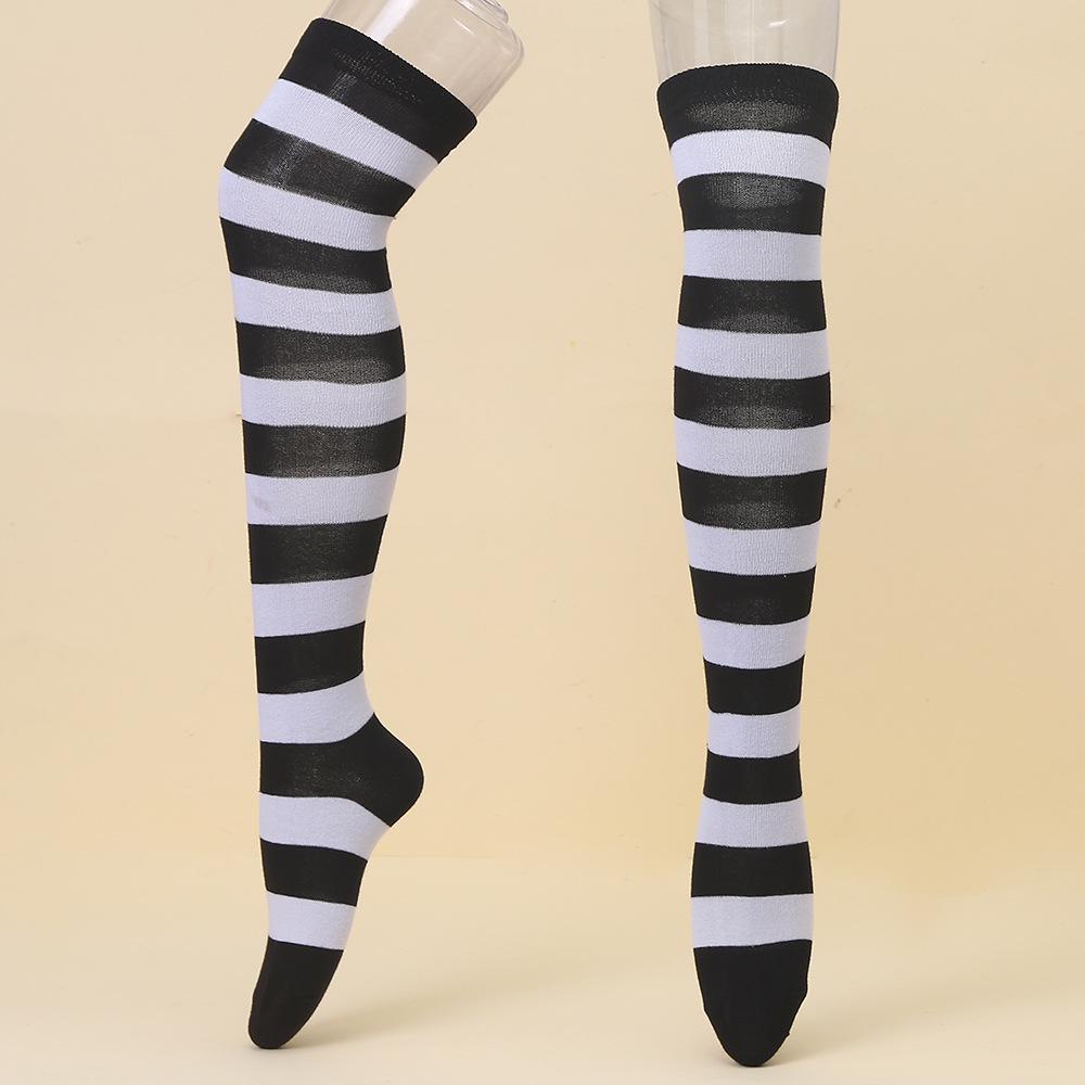 European & American Halloween Christmas Striped Over-the-Knee Socks for Women's Cosplay