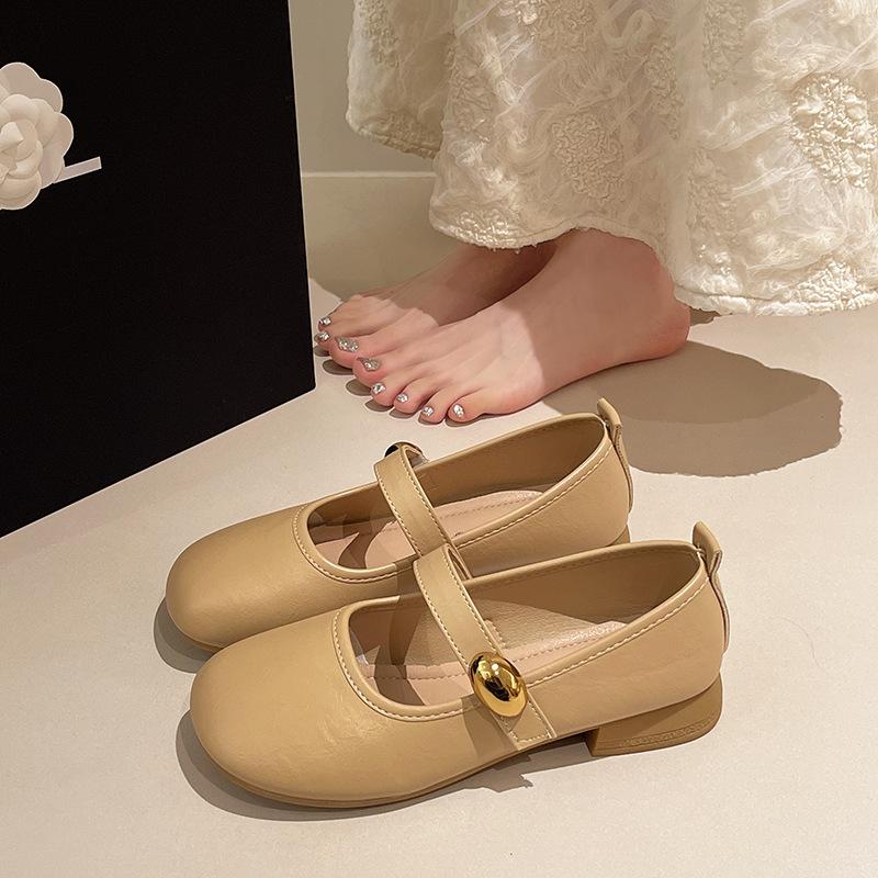 

Весенне-летняя маленькая юбка 2025 новая французская обувь на высоком каблуке маленькие кожаные туфли женские туфли Мэри Джейн вечерние туфли толстый каблук одинарные туфли 40 хаки