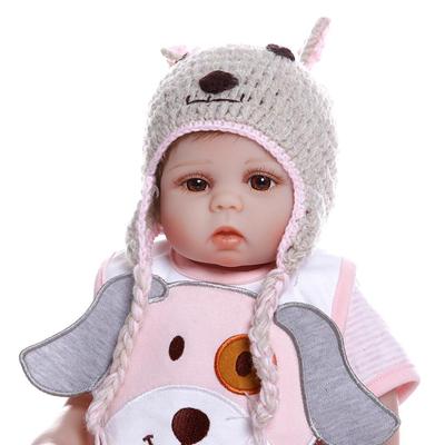 NPK 42cm Bebe Doll Reborn Baby Doll In Blue Dress Full Body Soft Silicone Realistic Baby Bath Toy