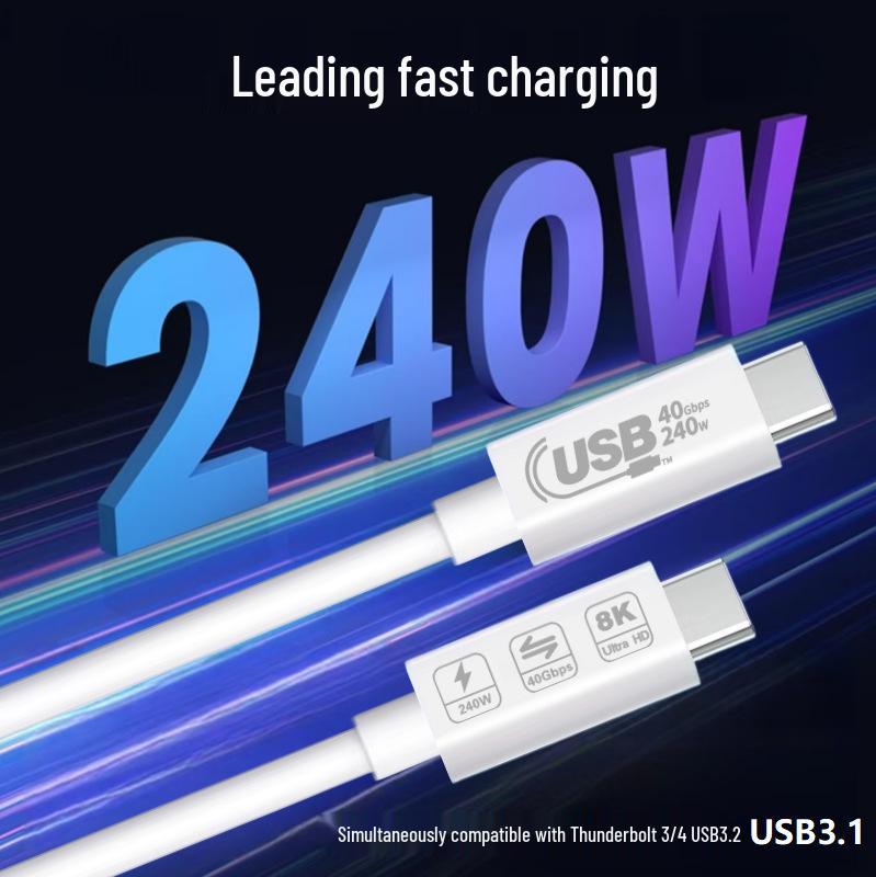 Thunderbolt 5 240W USB-C Cable: 80Gbps Data Transfer, USB4/Thunderbolt 4, Fast Charging for Mobile Devices