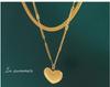 Double Layer Heart Pendant Titanium Necklace - Hip Hop Style, Non-fading Fashion Clavicle Chain for Women
