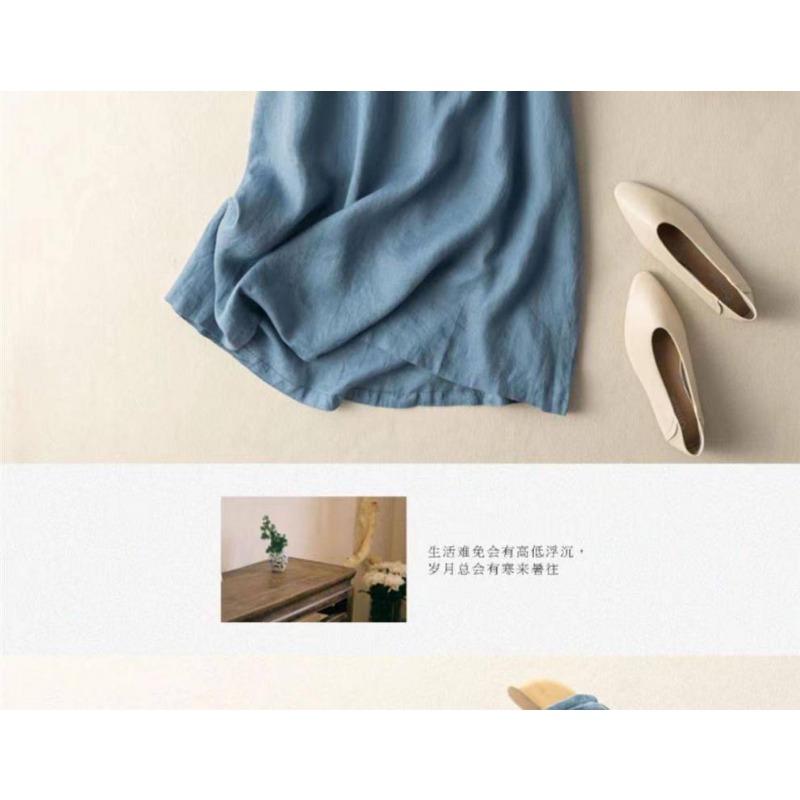 Tank Dress Women Loose Mid-length Tank Dress Day Summer Literary Retro