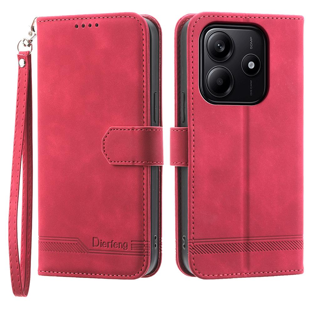 DIERFENG DF-03 For Xiaomi Redmi Note 14 5G Leather Case Lines Imprint Wallet Phone Cover F