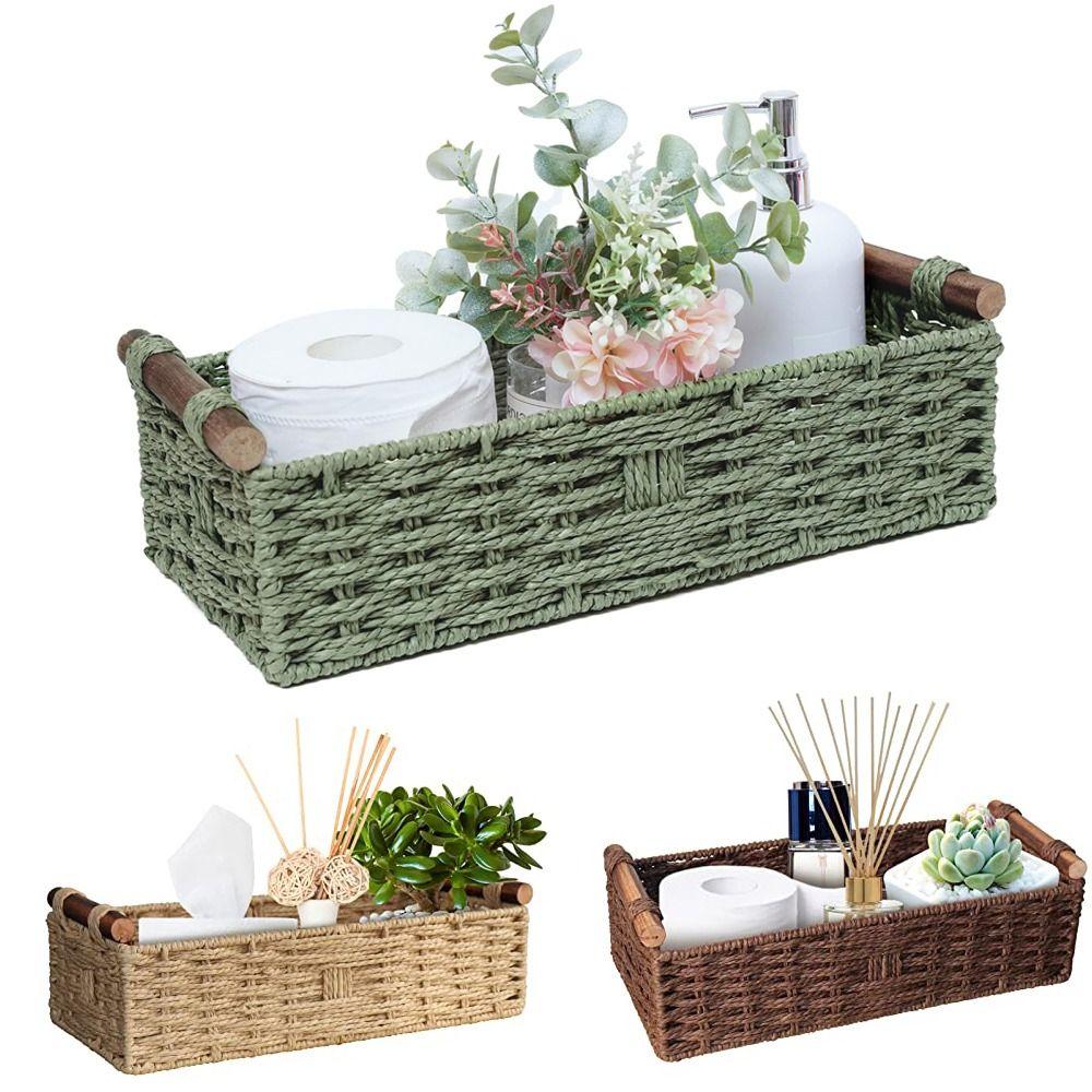 With Handle Wicker Baskets Organizing Countertop Storage Bins New Storage Basket