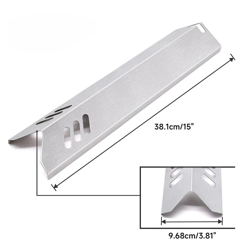 4 Stück Gasgrillplatte Edelstahl Flammenverteiler Hitzeschutz Hitzeschutzplatten-Sets