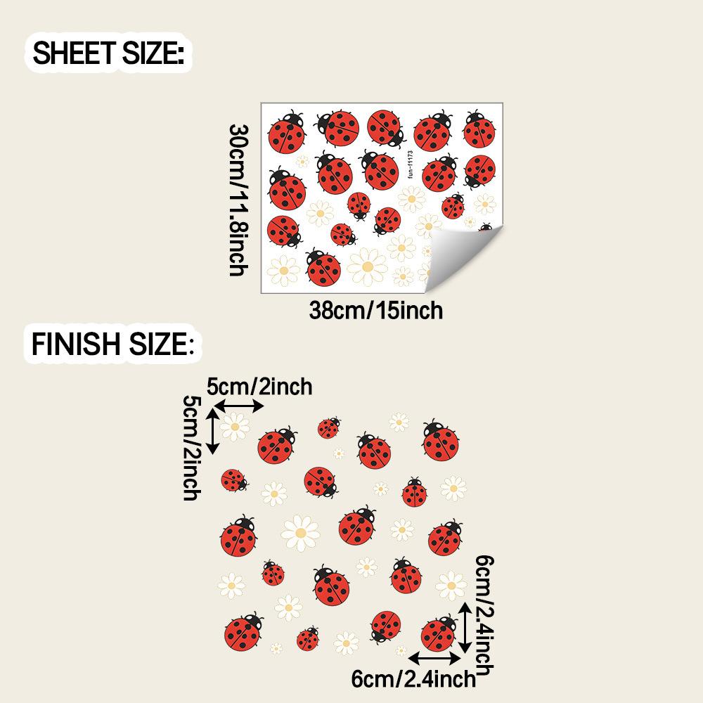 Painted Seven-spotted Ladybug Small Daisy Outdoor Balcony Glass Window Beautification Decoration Window Sticker fun-f1173