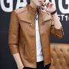 Men Jacket Stand Collar Vintage Biker Coat Men Durable Spring Autumn Warm Coat for Outdoor Daily Wear