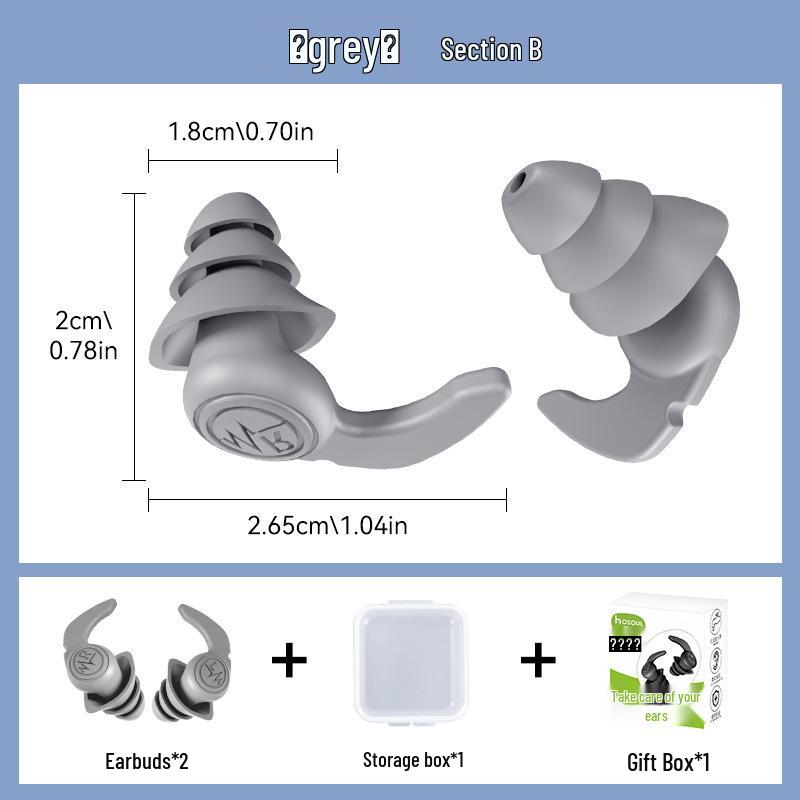 Houxin Silicone Noise-Canceling Earplugs for Sleep and Study - Portable and Silent Set