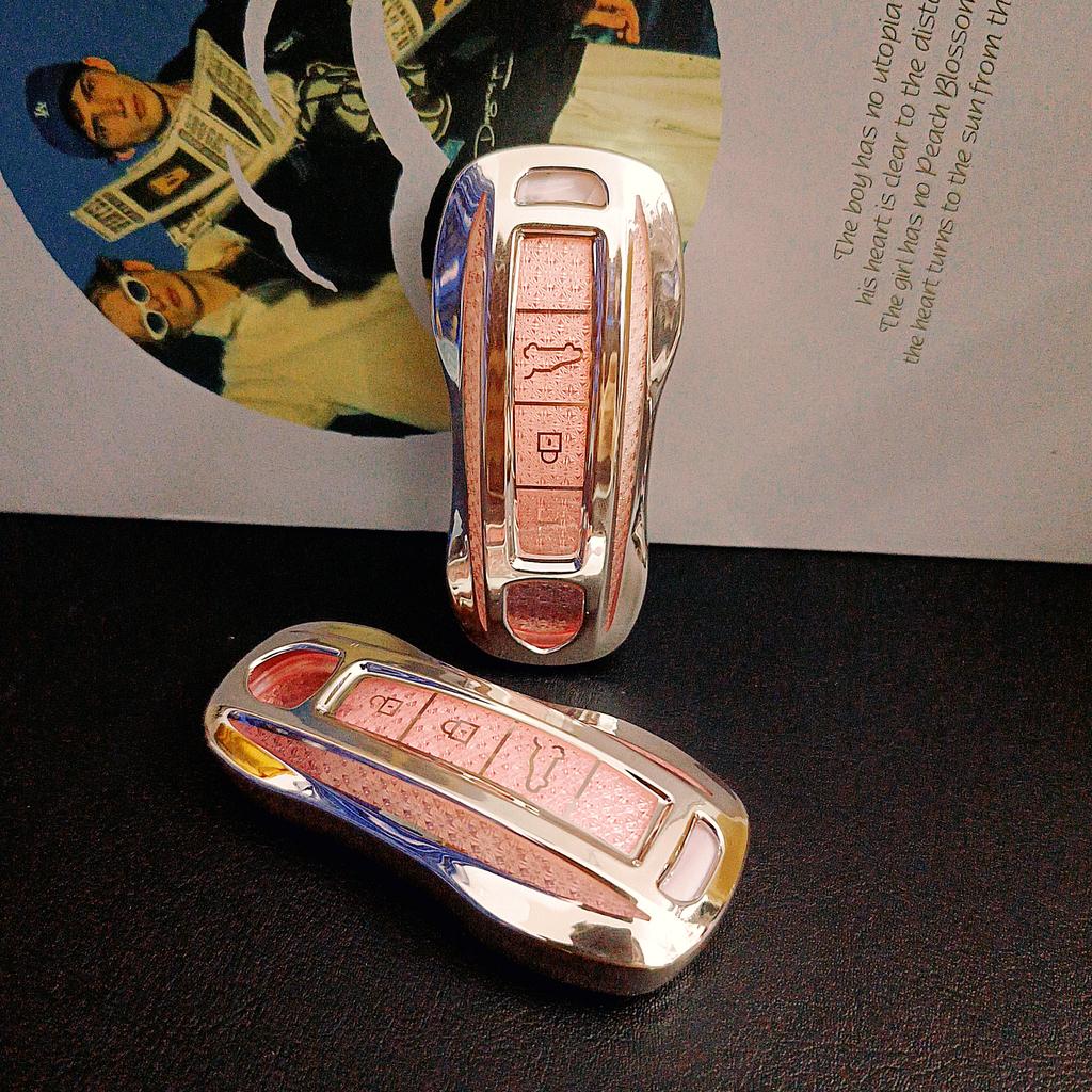 Pink Diamond Tpu 3 Button For Porsche Panamera Spyder Carrera Macan Boxster Cayman Cayenne 911 970 981 991 Car Key Case Cover
