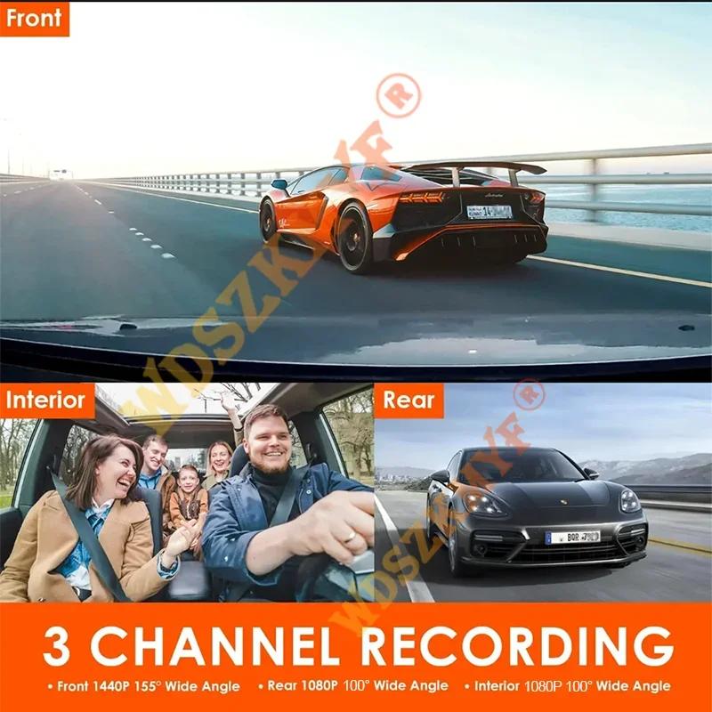 4K WIFI GPS Car Dash Cam Video Recorder 1080P 3 Lens Car DVR 24H Parking Monitor Rear View Cameras Black Box Car accessories