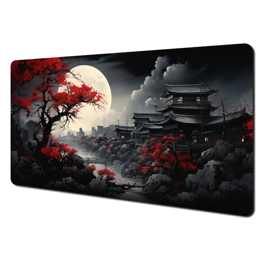 Visual aesthetic style full moon fantasy landscape large Mouse Pad Desk Mat NonSlip Durable Stitched Edge Gaming pad office rug