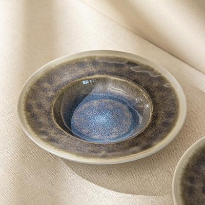 Characteristic Plate Kiln-Changed Straw Hat Plate Household Ceramic Plate Round Vegetable Plate Western Food Pasta Plate High Value Tableware Plate