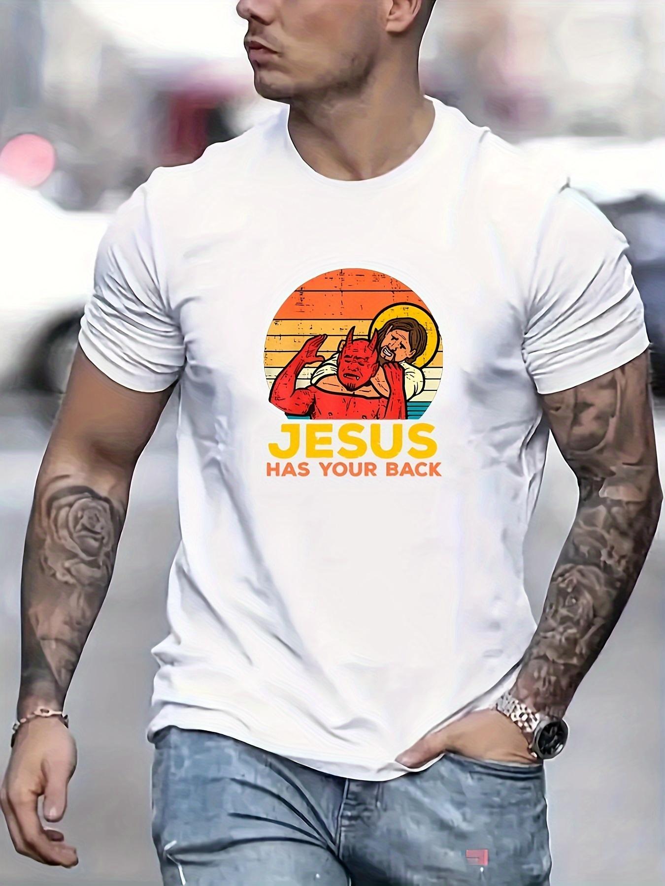 Mens Fashionable Round Neck TShirt with Inspirational Quotes Geometric Print Casual Polyester Tee for SpringSummer S