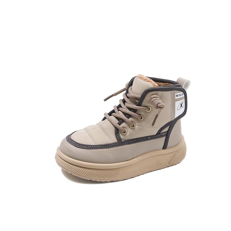 

Зимові дитячі короткі чоботи Плюшеві теплі зручні повсякденні туфлі на шнурівці Нові нековзкі чоботи для хлопчиків і дівчаток для активного відпочинку 27inner17cm хакі