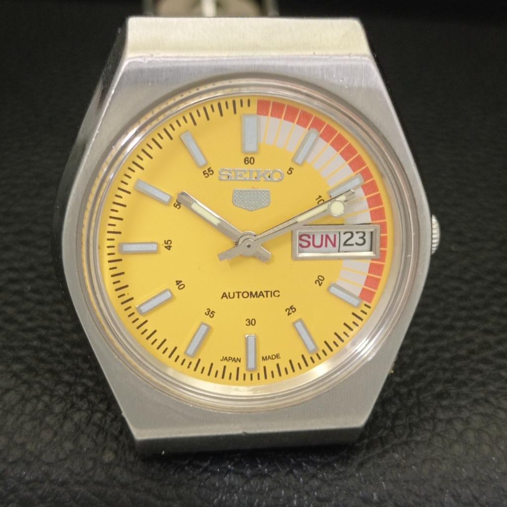 Seiko 5 AUTOMATIC 6309A JAPAN MENS VINTAGE YELLOW COLOR DIAL WATCH A701463-5