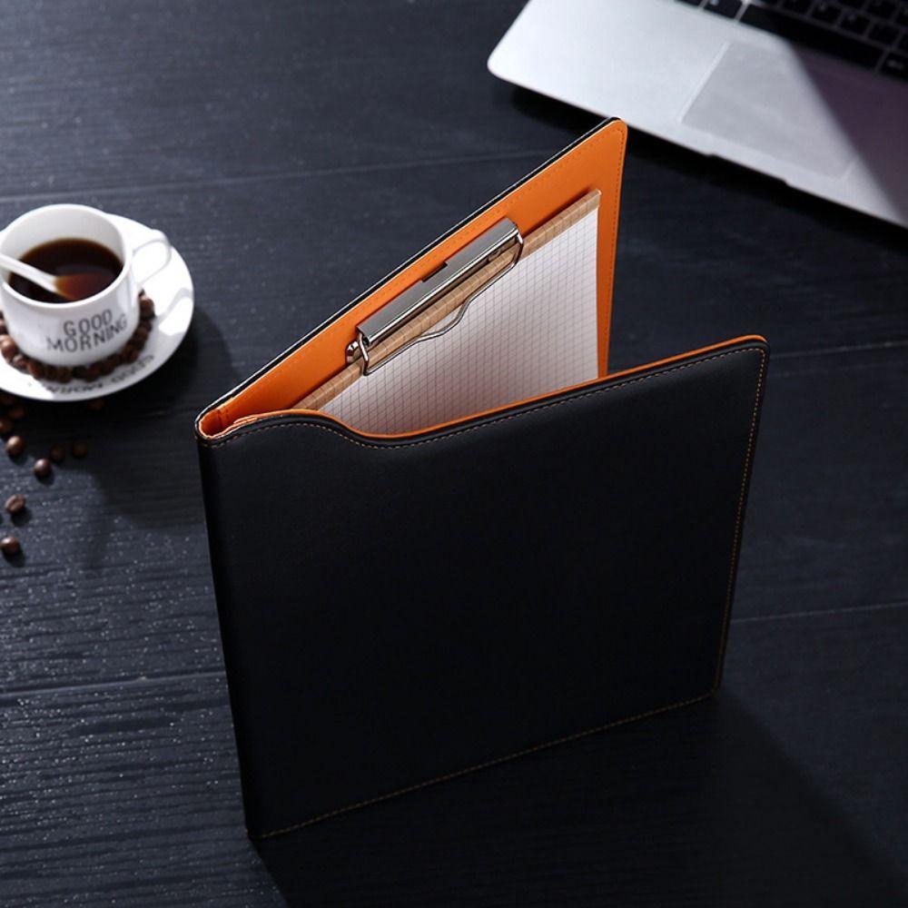 With Cover PU Leather Writing Clip Metal Board Clip Document Organizer  Office