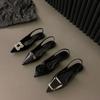 Summer Design Women Sandals Shoes Fashion Rhinestone Slip On Flats Heels Ladies Pointed Toe Elegant Slingback Sandals