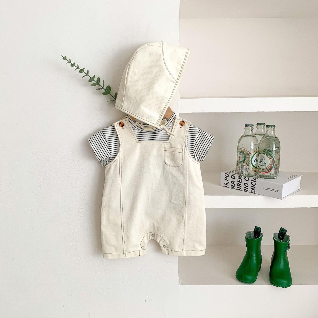 

Модный детский комбинезон в корейском стиле для мальчиков и девочек - Джинсовый наряд, идеально подходящий для осени и лета Size 66