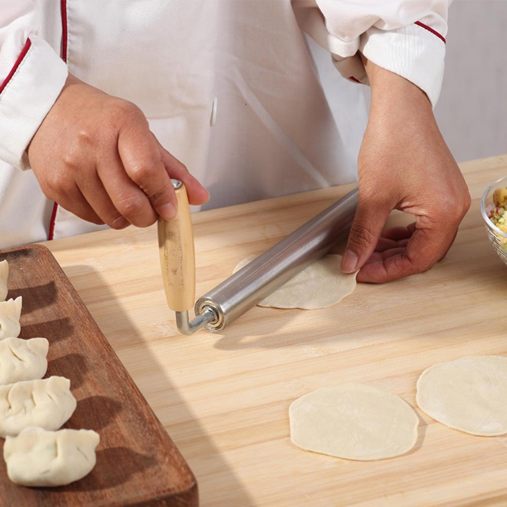 Smooth Surface Stainless Steel One-handed Rolling Pin Non-Stick Dough Sheeter Dough Roller  Pastry