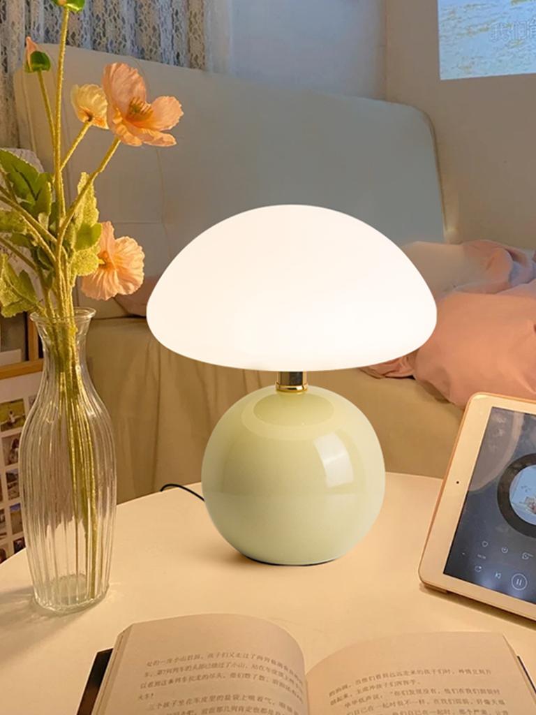 Mushroom pink/yellow/red/white/green USB socket table lamp lustre Lighting decorative for bedside bedroom lamp,Night light