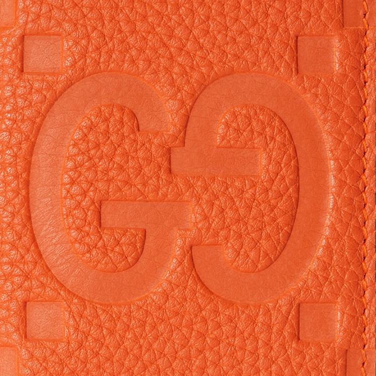 Gucci Card Holder GG Embossed Orange Leather 739478-AABY0-7505