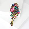 Fashion Retro Alloy Rhinestone Large Glass Brooch Elegant Atmosphere Clothing Corsage Jewelry Pin