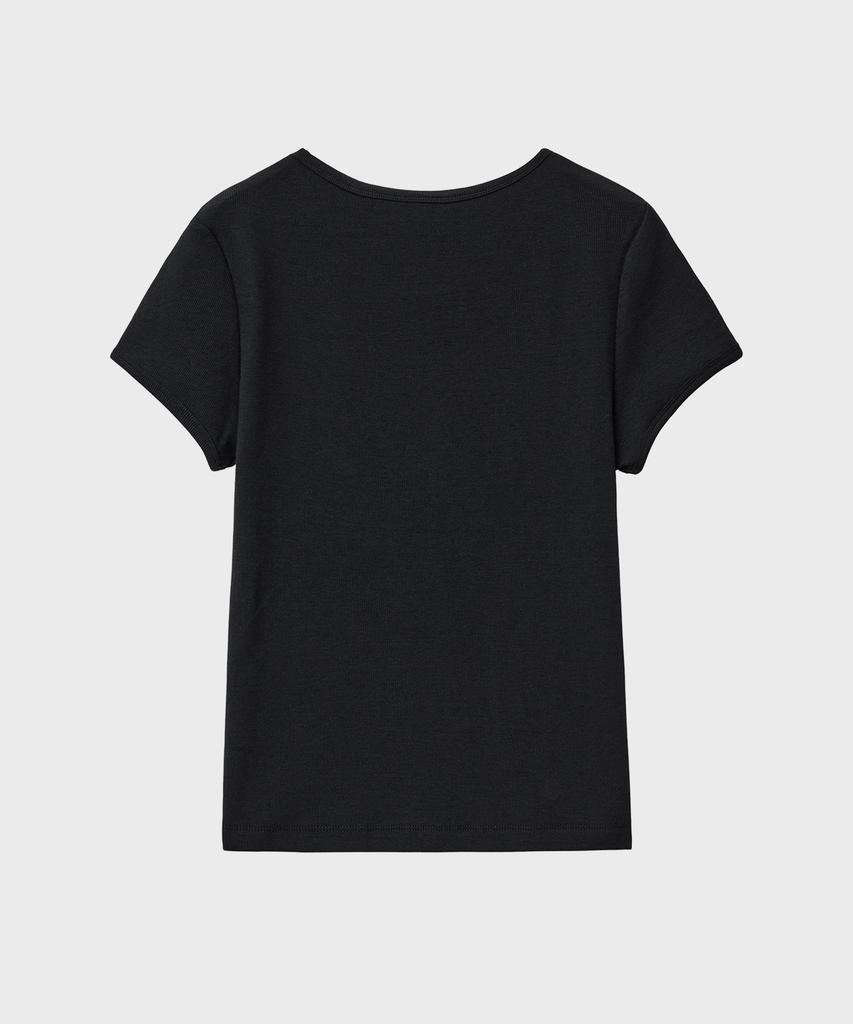 NOIRER FOR WOMAN Slim Ribbed T-Shirt (Black)