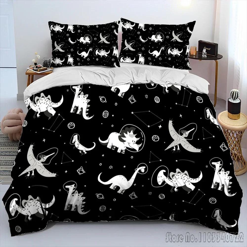 Cartoon Dinosaur Space Cute Dino Children Duvet Cover Set HD Comforter Cover for Kids Bedding Sets Bedclothes Bedroom Decor