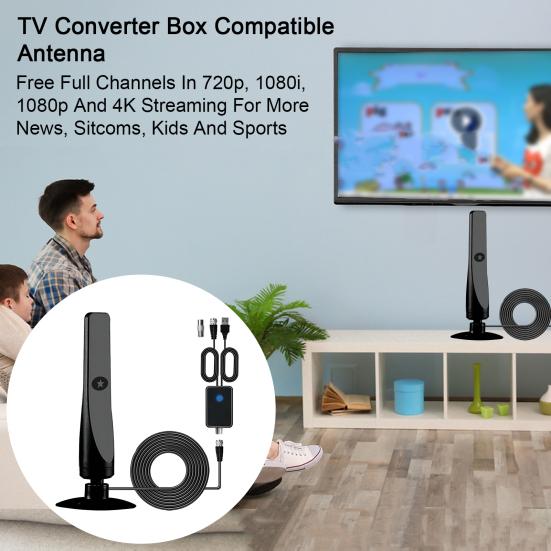 Innendørs digital antenne med forsterker Signalforsterker Bredt område Høy forsterkning Lav latens HDTV Bil-TV Antenne Tilbehør til hjemmet