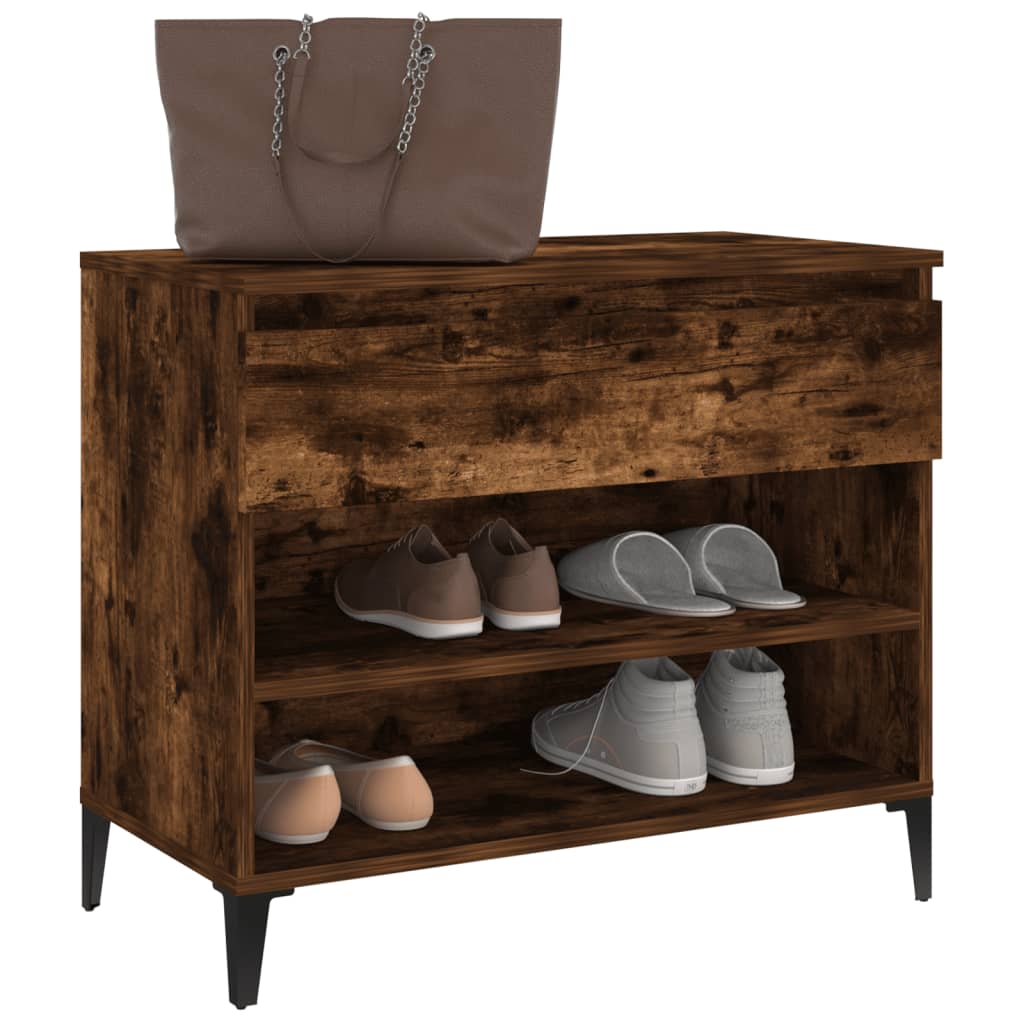 Shoe Rack Smoked Oak 70 x 36 x 60 cm Wood Based Material