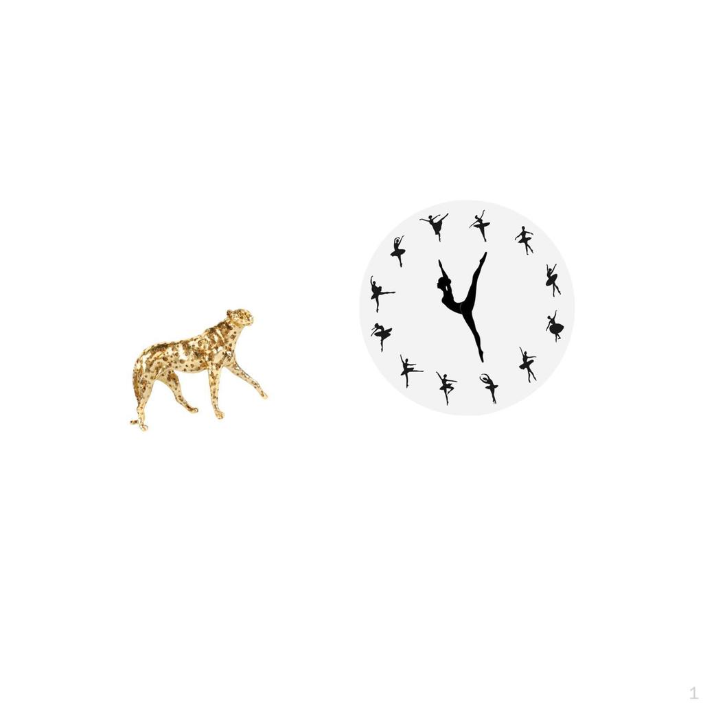 Golden Ballet Cheetah Sculpture Clock Elegant Dancing Animal Tabletop Centerpiece for Office And