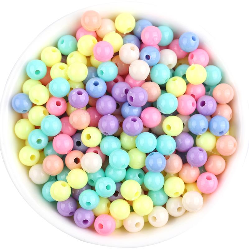 100Pcs 6mm Plastic Beads Solid Color Loose Spacer Round Beads For DIY Bracelets Phone Chains Jewelry Making Supplies Wholesale