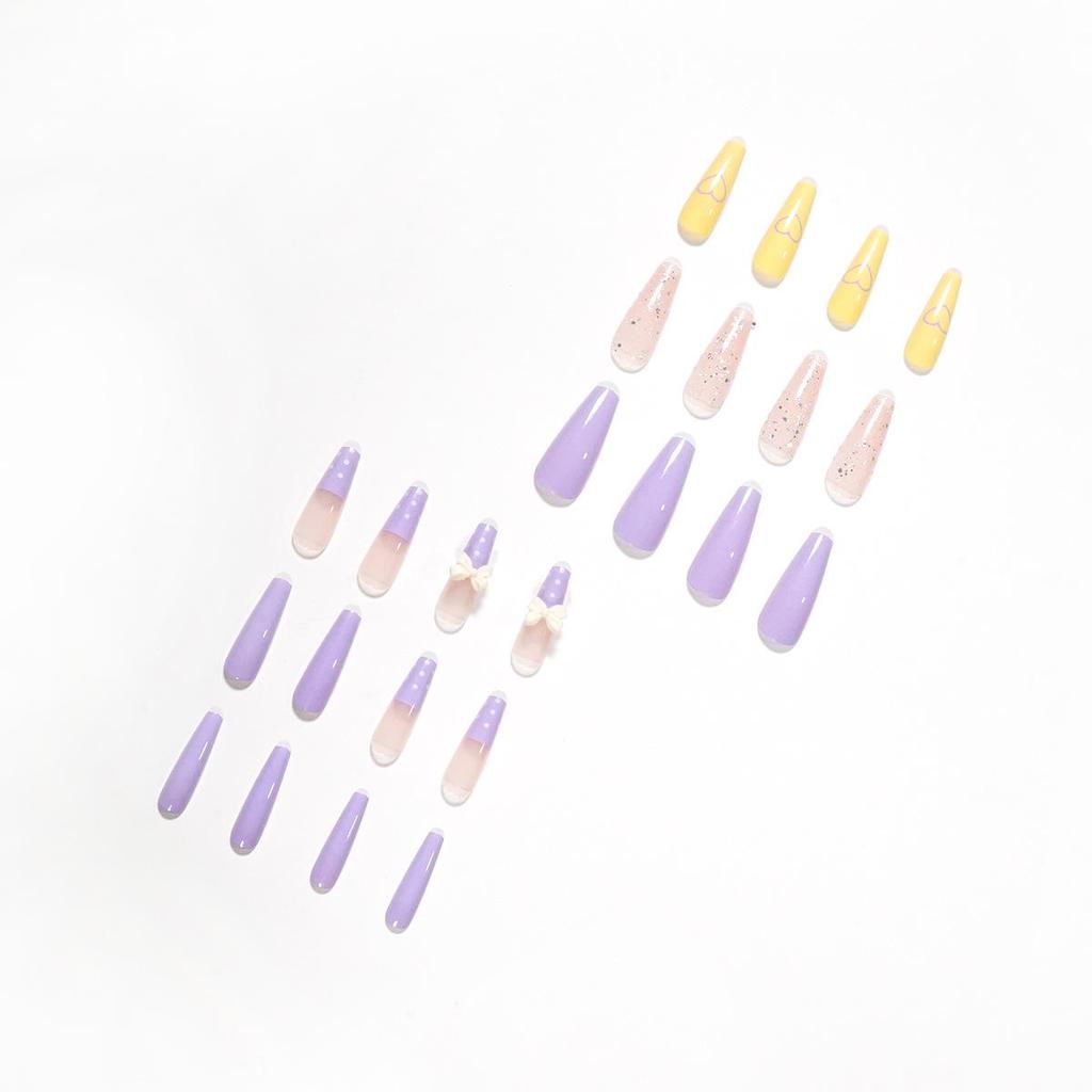 Taro Purple Wearable Nail Art Stickers - Finished Fake Nails