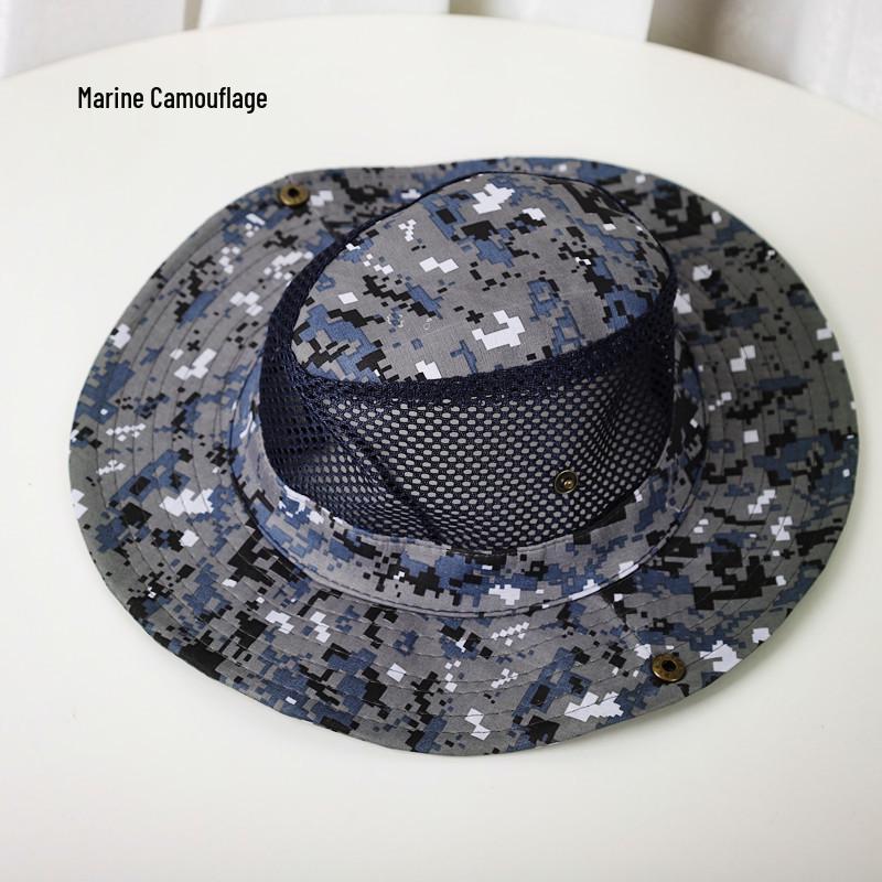 

Outdoor Camouflage Wide Brim Mesh Hat for Sun Protection, Fishing, Travel & Beach One Size
