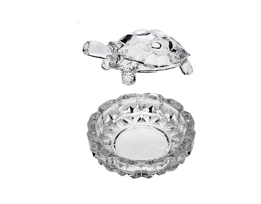TreegoArt Stunning Glass Turtle and Beautiful Bowl Plate for Home Decor and Office Item - Pack of 2 чистый