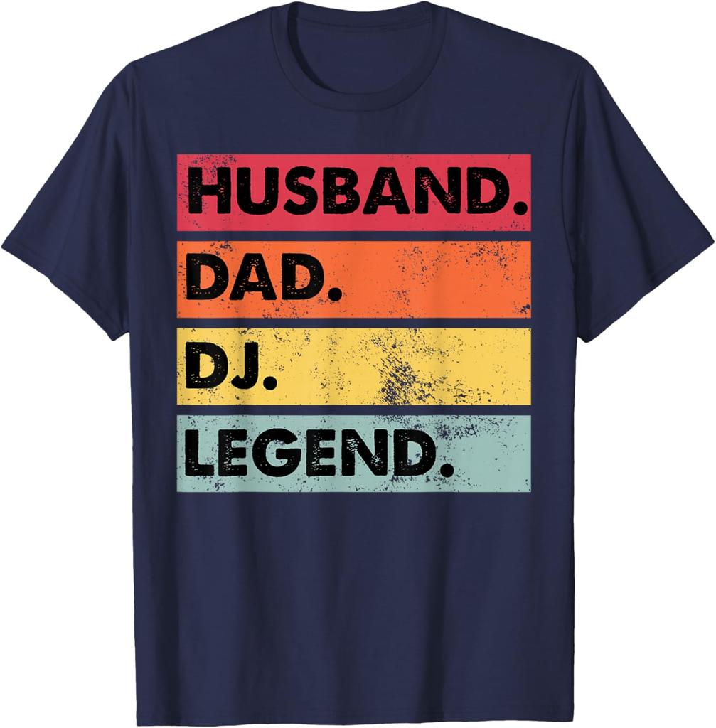 HHusband Dad DJ Legend Funny DJ Disc Jockey Music Player TShirt Casual Short Sleeve Top