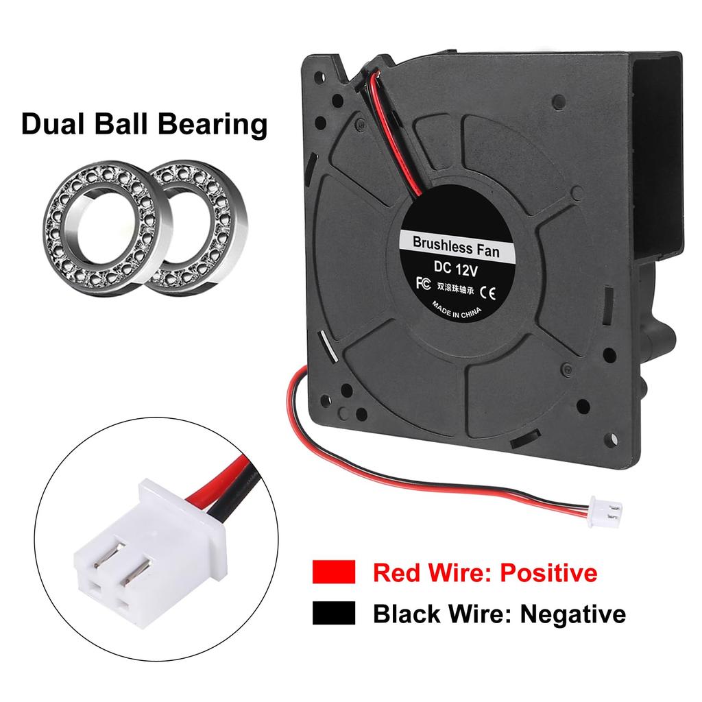 2pcs 120mm x 32mm DC 12V Dual Ball Bearing 12032 2Pin Radiator Brushless Cooling Fan Big Cooler 12cm/4.72 Inch Blower Fan 120mm x 120mm x 32mm