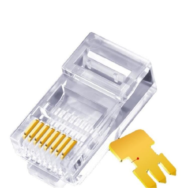 100Pack Clear RJ45 Cat6 Connectors, 8P8C Passes Through Ends For UTP Cabling 24-26AWG Networking Wire Replacement