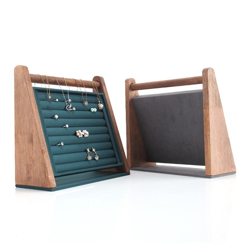 Wood Jewelry Display Stand Wood Rings Holder Jewelry Showcase Stand Suitable for Rings Earrings Bangle and Necklaces