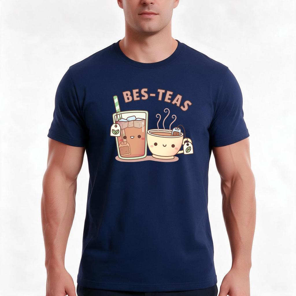 Cute Iced And Hot Teas Bes Teas Besties TShirt Summer Casual Cotton Tee Oversized Streetwear Tops Vintage Graphic Print