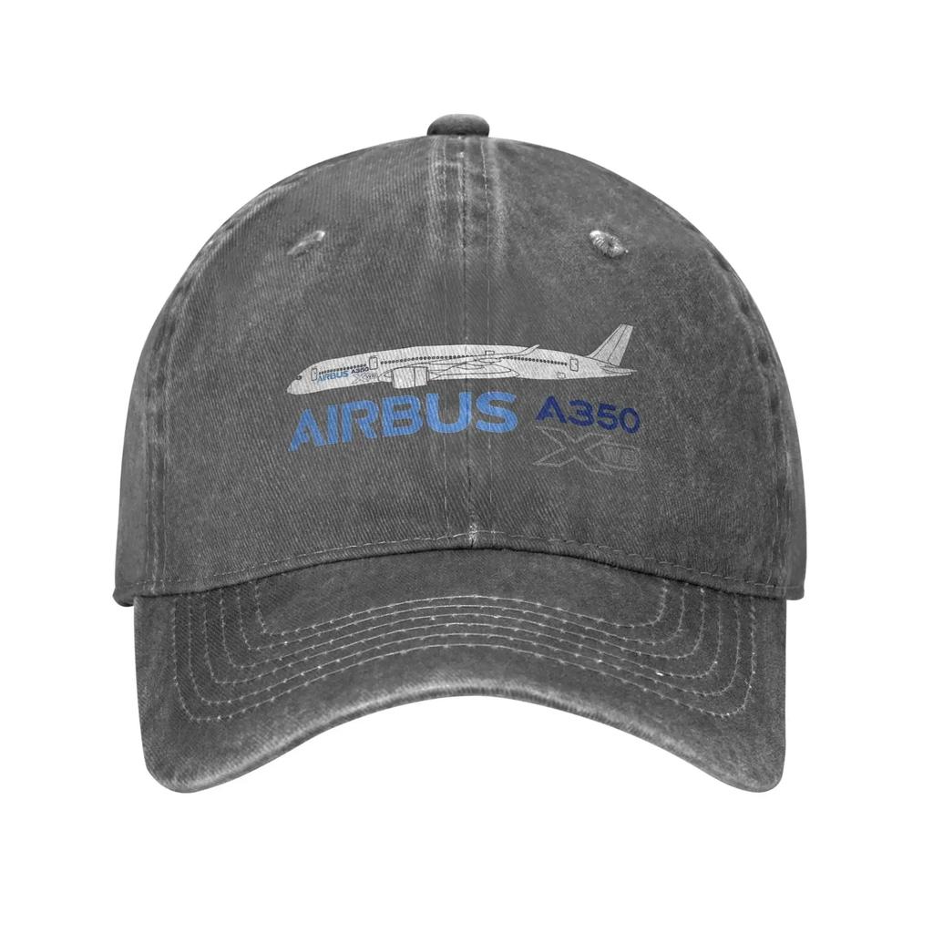 Airbus A350 Line Drawing Sun Baseball Cap  Fitted Retro Couple Women Washed Trucker Hat High Quality Outdoor Sports Snapback Cap
