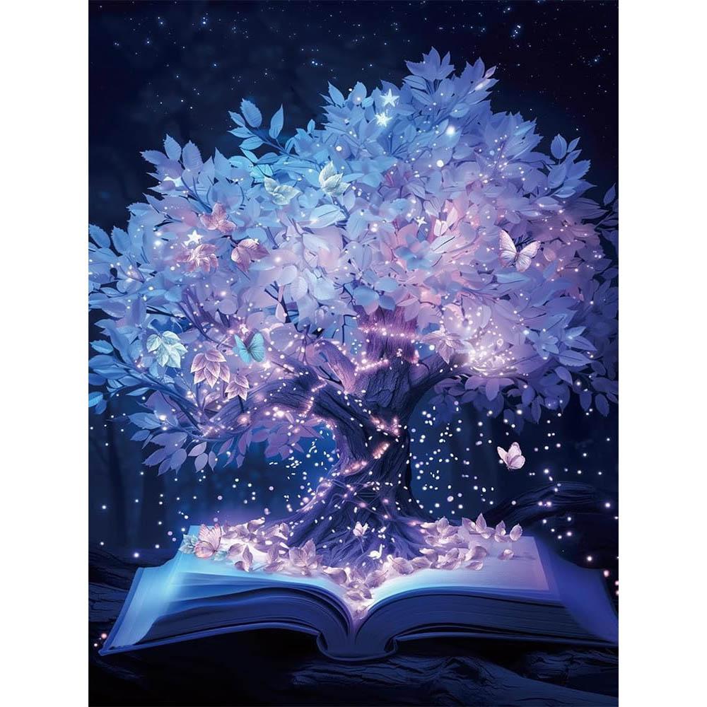 

5D DIY Purple Glowing Full Diamond Painting Kit, Round Gemstone Rhinestone Art Paint Decorative Artwork, Home Wall Decoration Gift Round 20x30cm