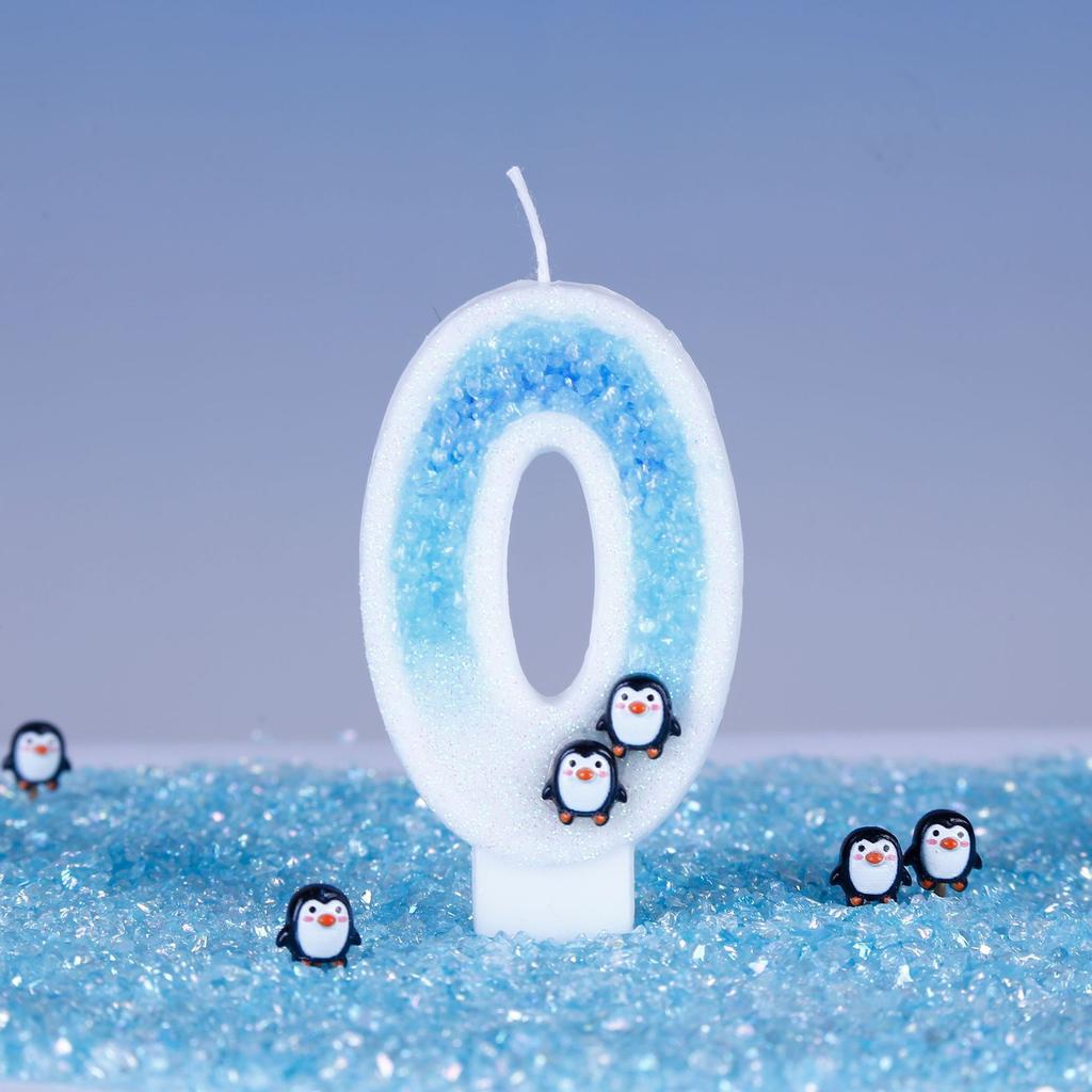 1PC Cute Penguin Birthday Number Candle 0-9 Number Candle for Birth Day Wedding Anniversary Antarctic Glacier Themed Party