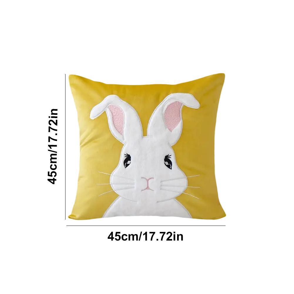 Easter Bunny Soft Cushion Case 45x45cm Bunny Faux Fur Pillow Case Rabbit Pattern Decorative Throw Pillowcase