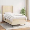 3131406 vidaXL Bed with Box Spring and Mattress Cream 90x200 Cm Fabric