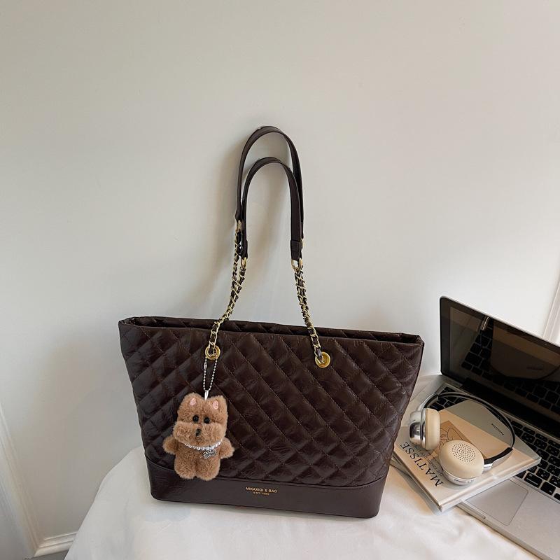 Sac grande capacité, Sac à bandoulière rétro, Sac fourre-tout de ville à chaîne en forme de losange