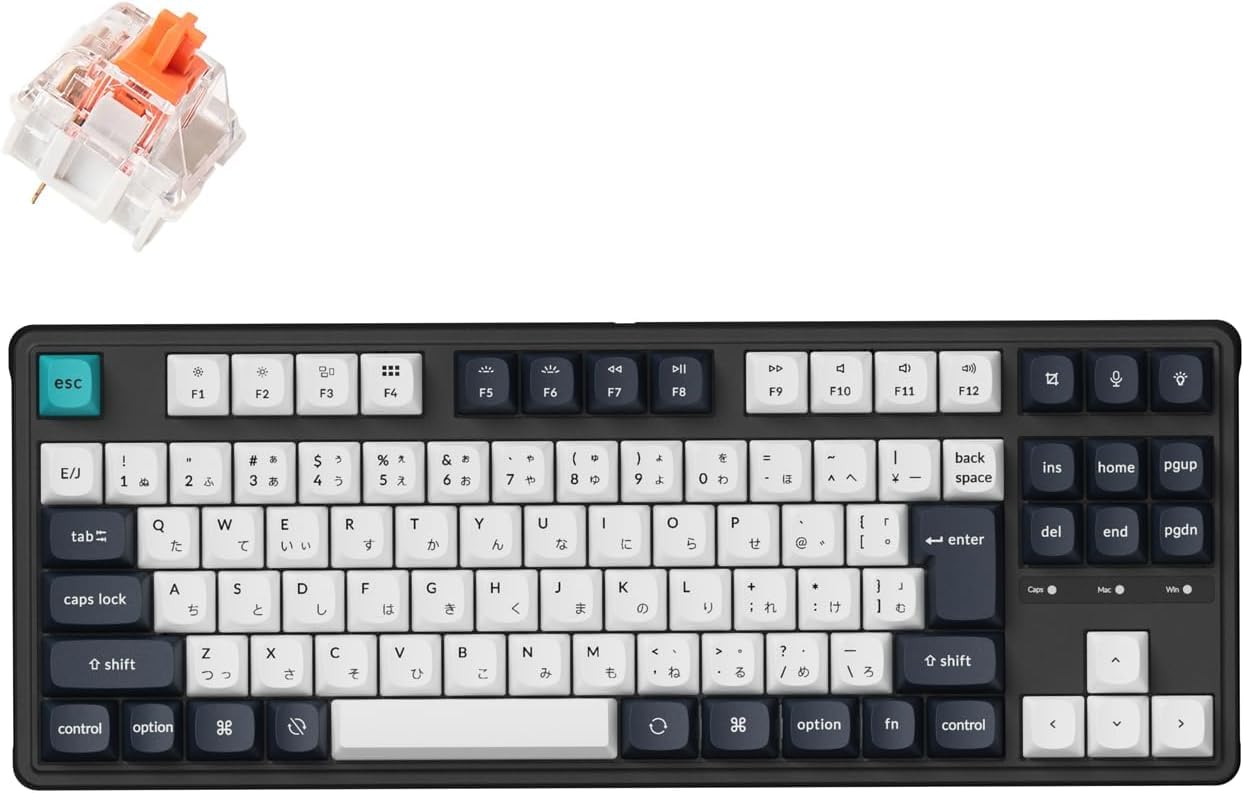 

Keychron C3 Pro Custom Gaming Compact Tenkeyless Mechanical PBT with and Linux Silent K Pro Red Keyboard, Layout/JIS Layout/RGB Backlit/Wired