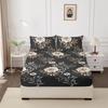 1PC Printed Fitsheet Single Double Twin Queen Size Mattress Cover with Elastic Band Bedsheet Soft Comfortable Fitted Sheet